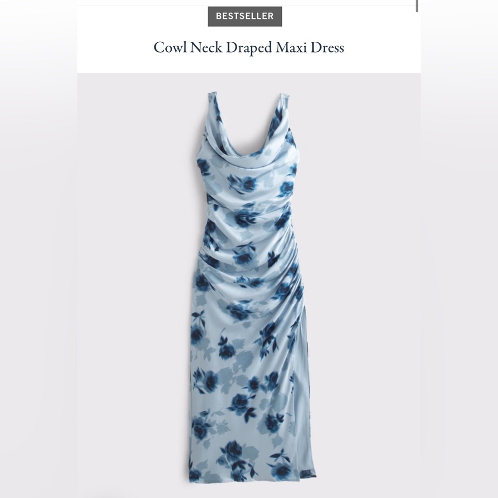 A & F Blue Cowl Neck Floral Maxi Dress